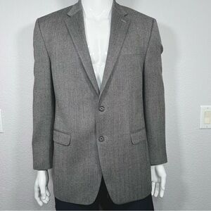 Vtg Ralph Lauren 44L herringbone Classic Gray Blazer